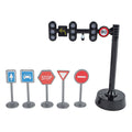 Kids globe traffic light with 3 lights and 5 traffic signs