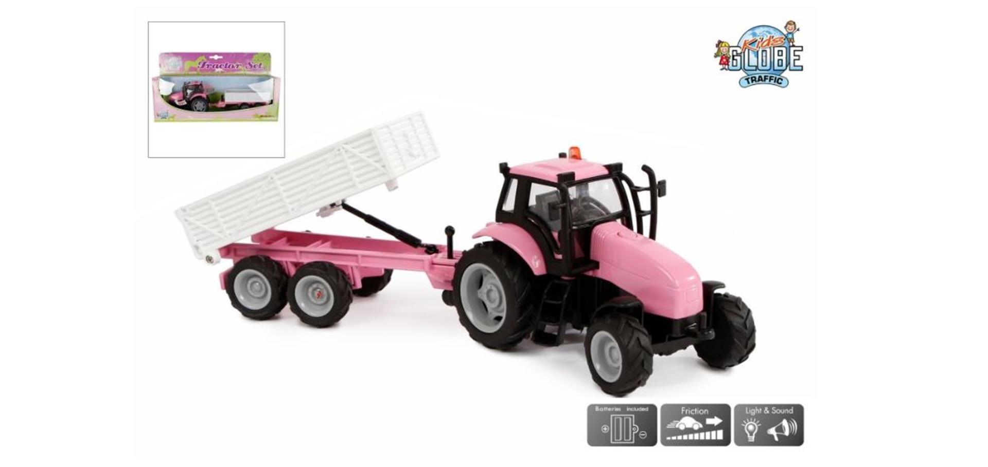 Kids globe tractor with trailer die cast rose l g