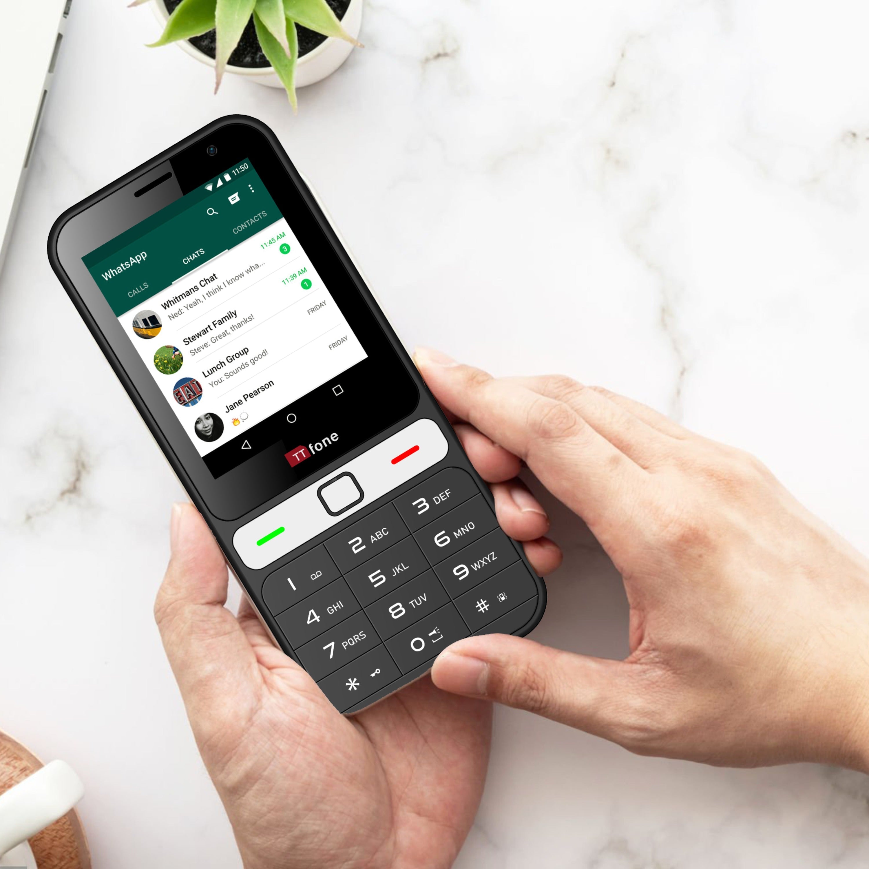 TTfone TT280 – WhatsApp 4G Phone, WhatsApp keypad phone, WhatsApp video call phone, compatible with Three SIM