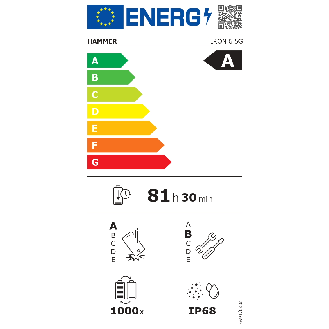 HAMMER Iron 6 5G 6,56" 8/256GB Dual SIM okostelefon - fekete