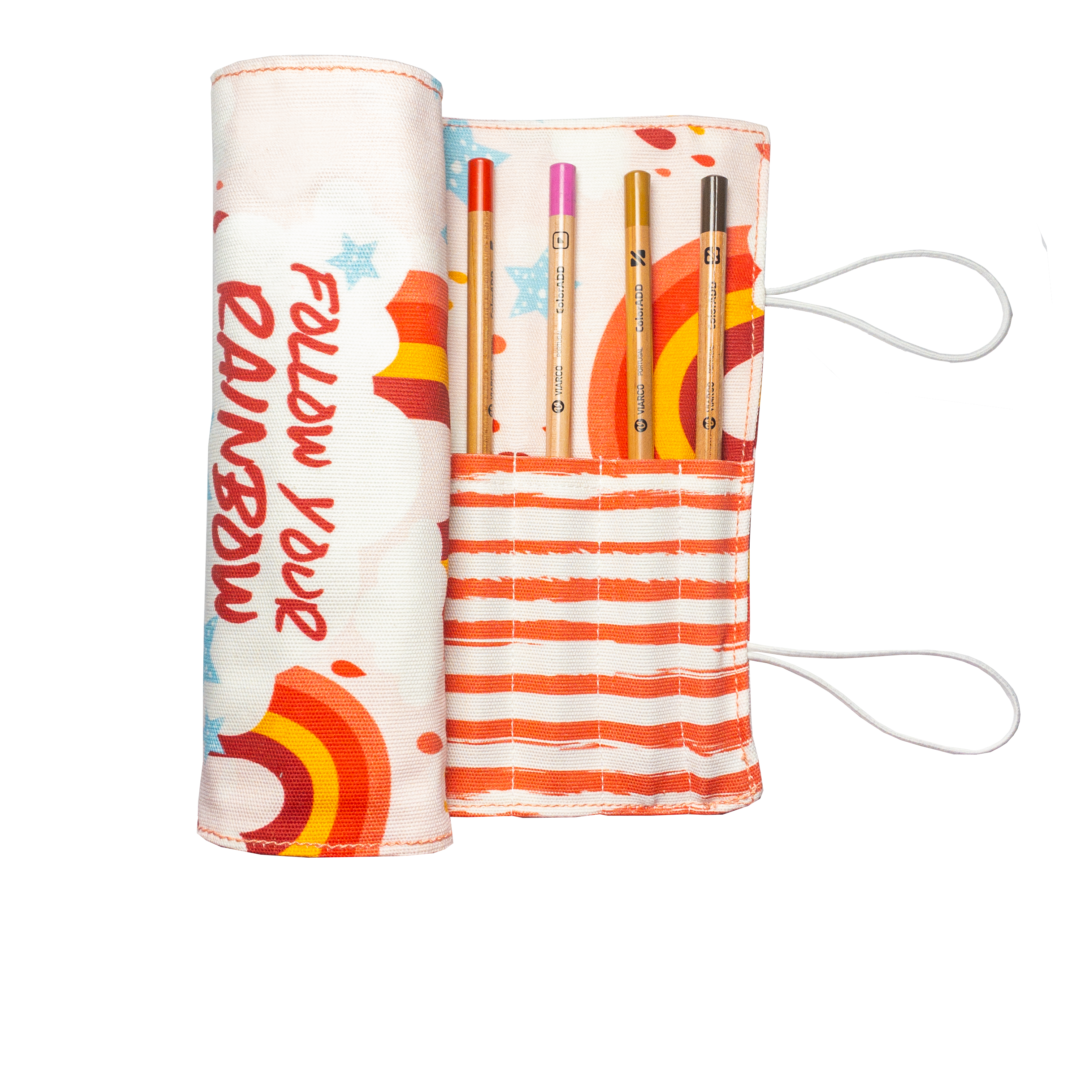 Pink Rainbow Long Pencil Case