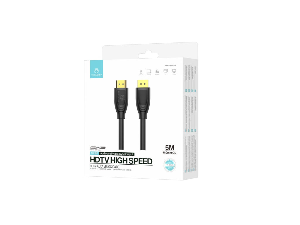 Techancy Cabo Hdtv De Alta Velocidade  TL7265,5m, Ecrã Hd 1080p Para Televisores, Computadores, Projectores E Consolas