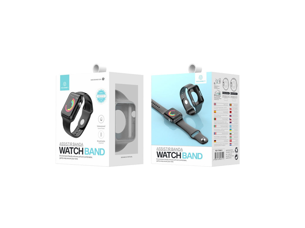 Pulseira para relógio totalmente adesiva Techancy, KC2112, compatível com Apple Watch 42-44 mm, cinzenta-1