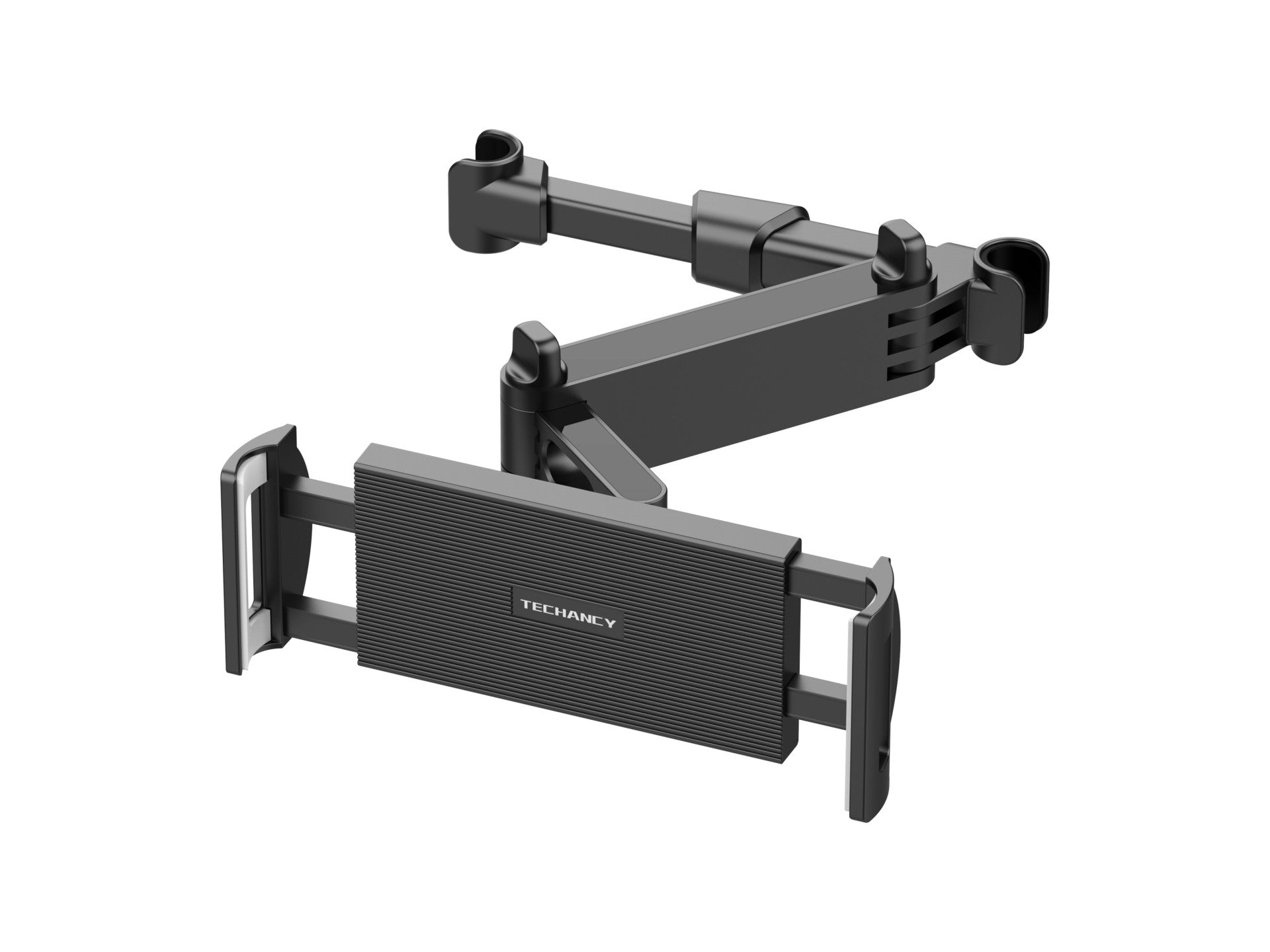 Techancy Suporte traseiro para carro TI2344 triplo dobrável rotação 360° ajustável estável compatível com 4.7 a 13.2 polegadas cor preta