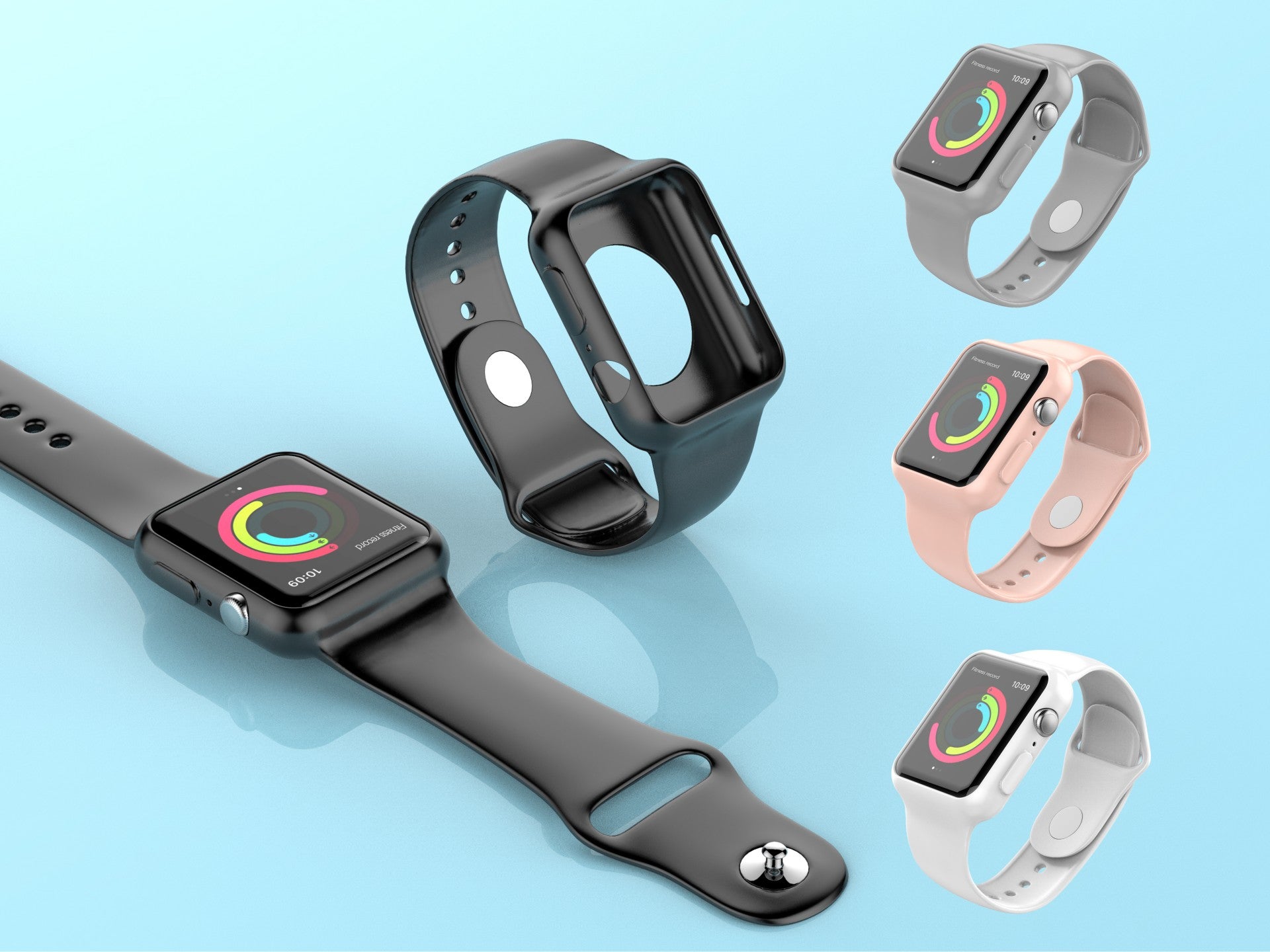Pulseira para relógio totalmente adesiva Techancy, KC2112, compatível com Apple Watch 42-44 mm, cinzenta-3