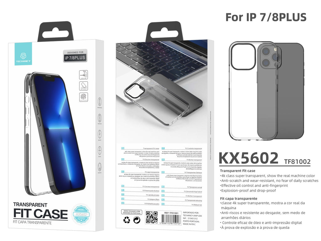 Capa transparente para telemóvel Techancy New Acrylic, KX5602, compatível com iPhone 7/8 Plus, transparente + Preto-2