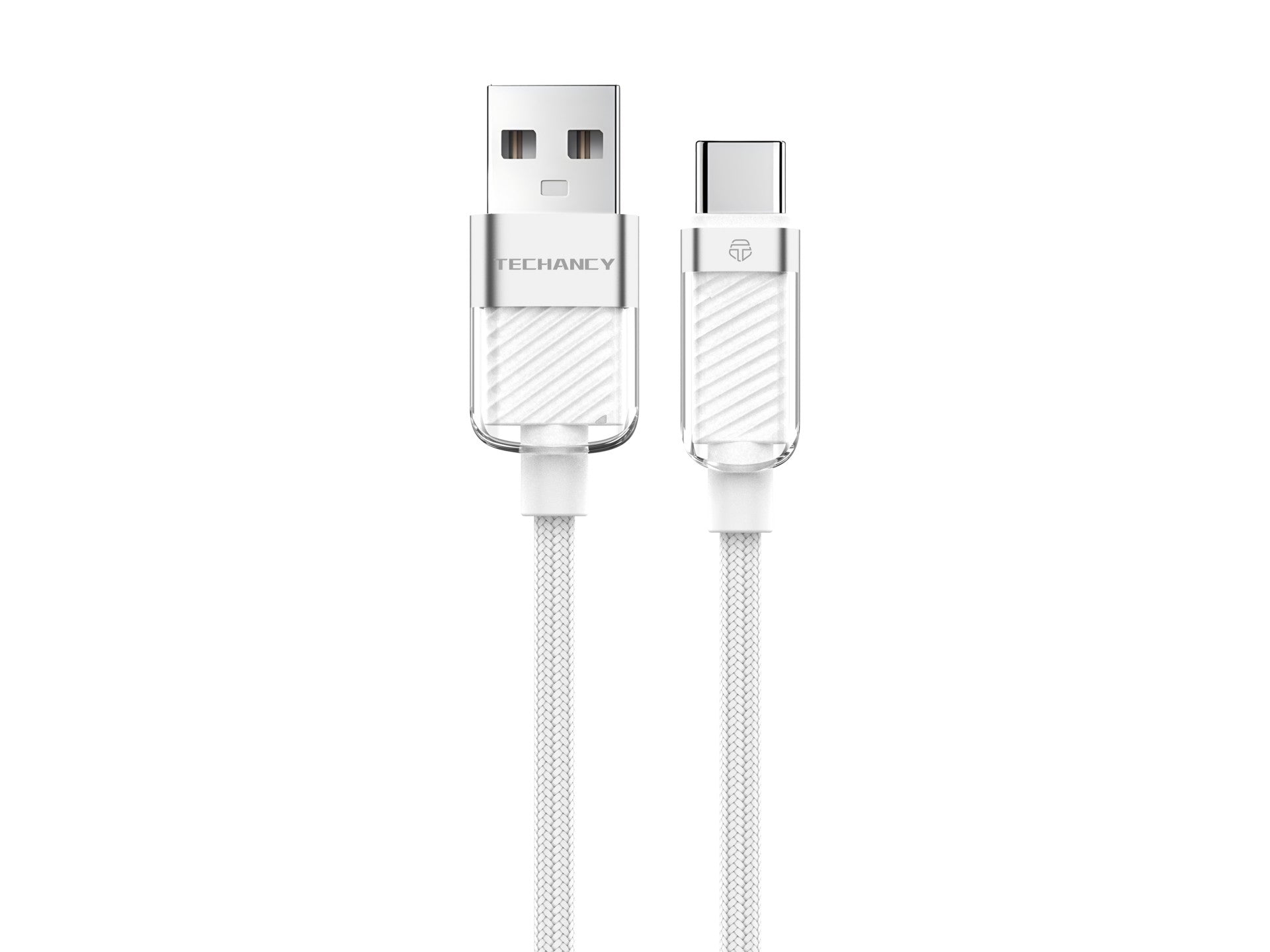 Techancy Cabo De Dados Usb Type-C 1m/3A Branco TV1780 Para Carregamento Rápido De Smartphones, Tablets E Computadores Portáteis
