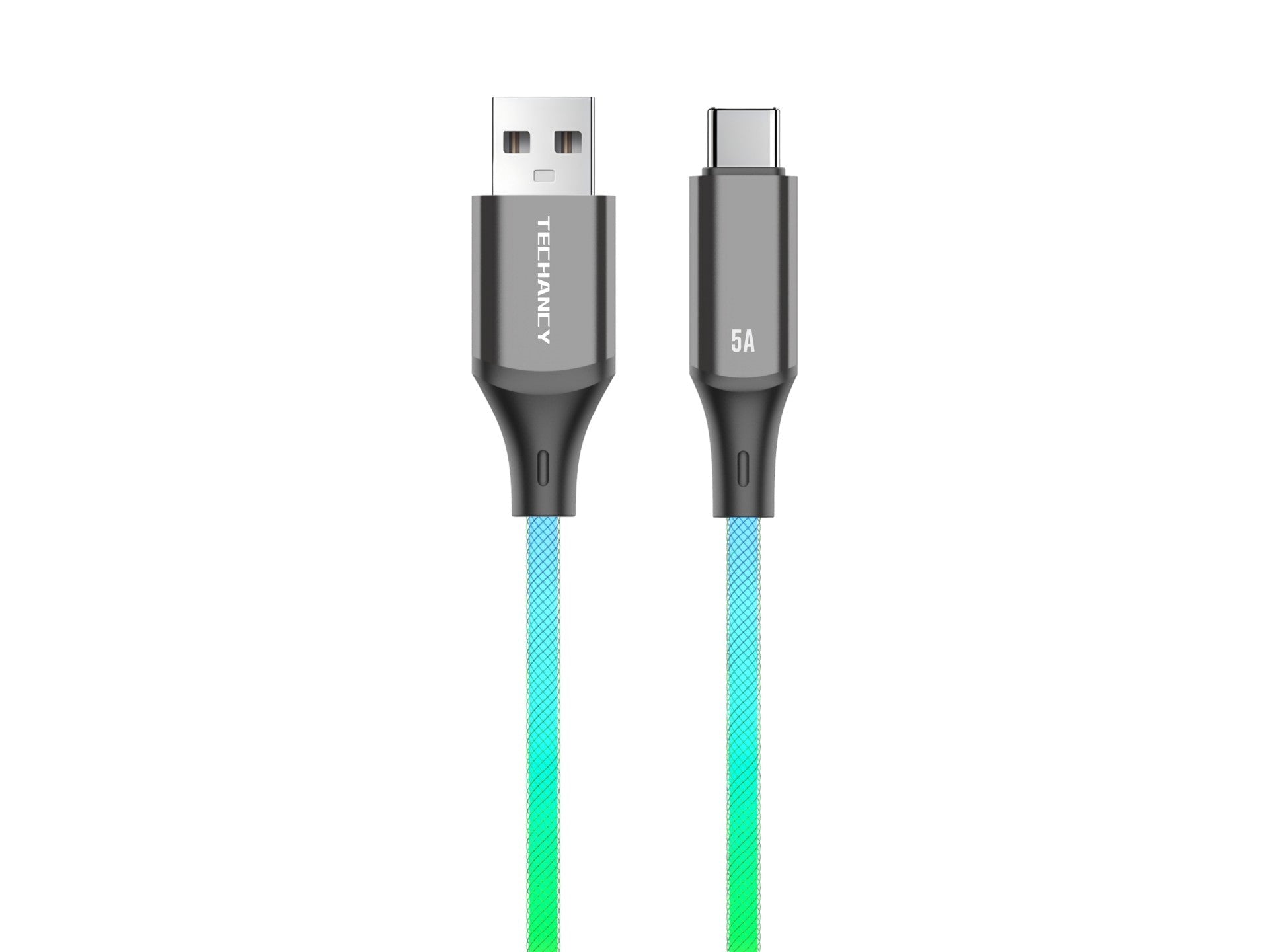Techancy Cabo De Dados De 1m TB1799, Usb-C Para Usb-C, Efeitos De Iluminação Rgb, Carregamento Rápido De 27w.-0