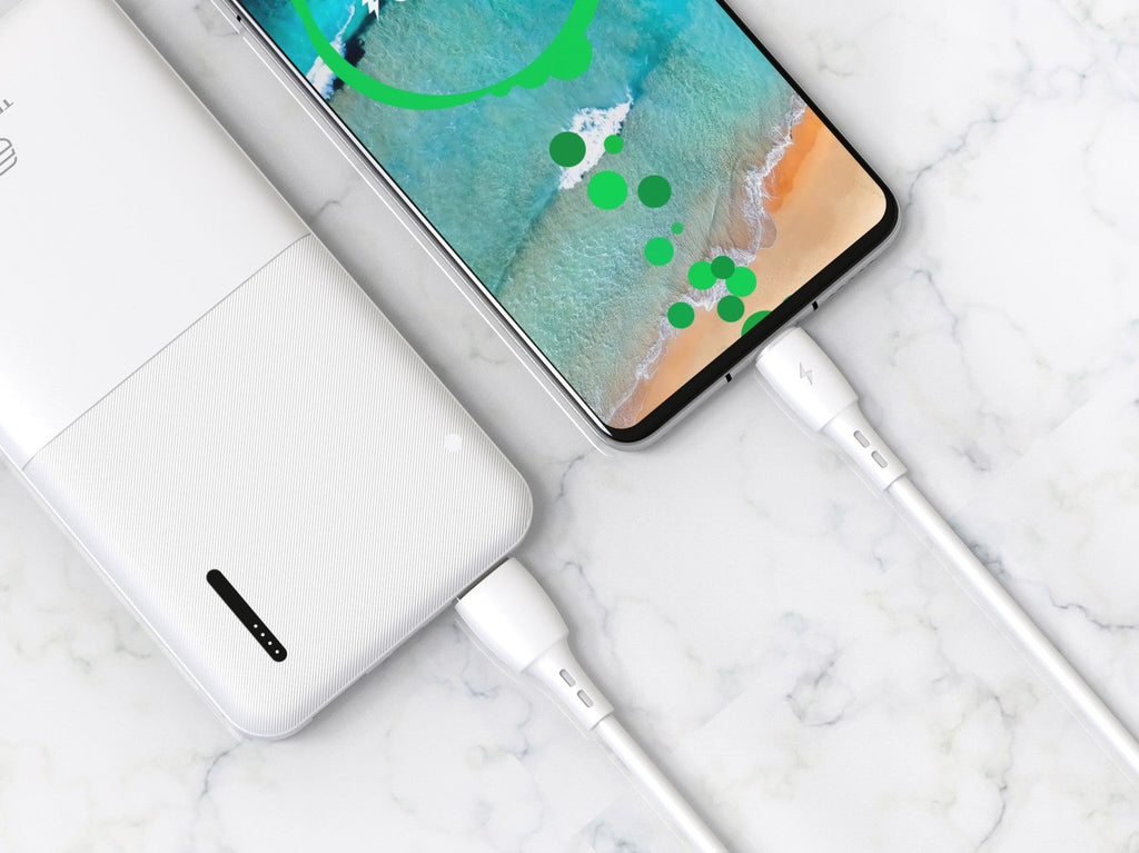 Techancy Cabo De Dados Usb- Tipo C Branco TB1778, Carregamento 2,4A, 30cm Adequado Para Utilização Com Power Bank