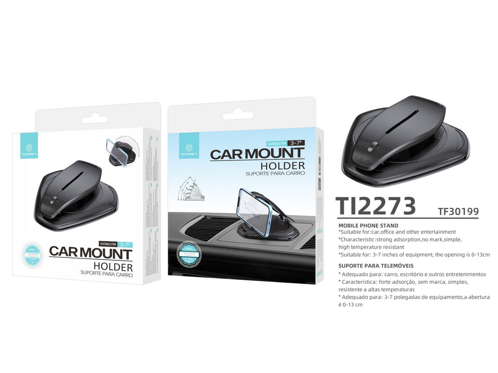 Suporte universal para telemóvel Techancy, montagem na consola central, TI2273, preto