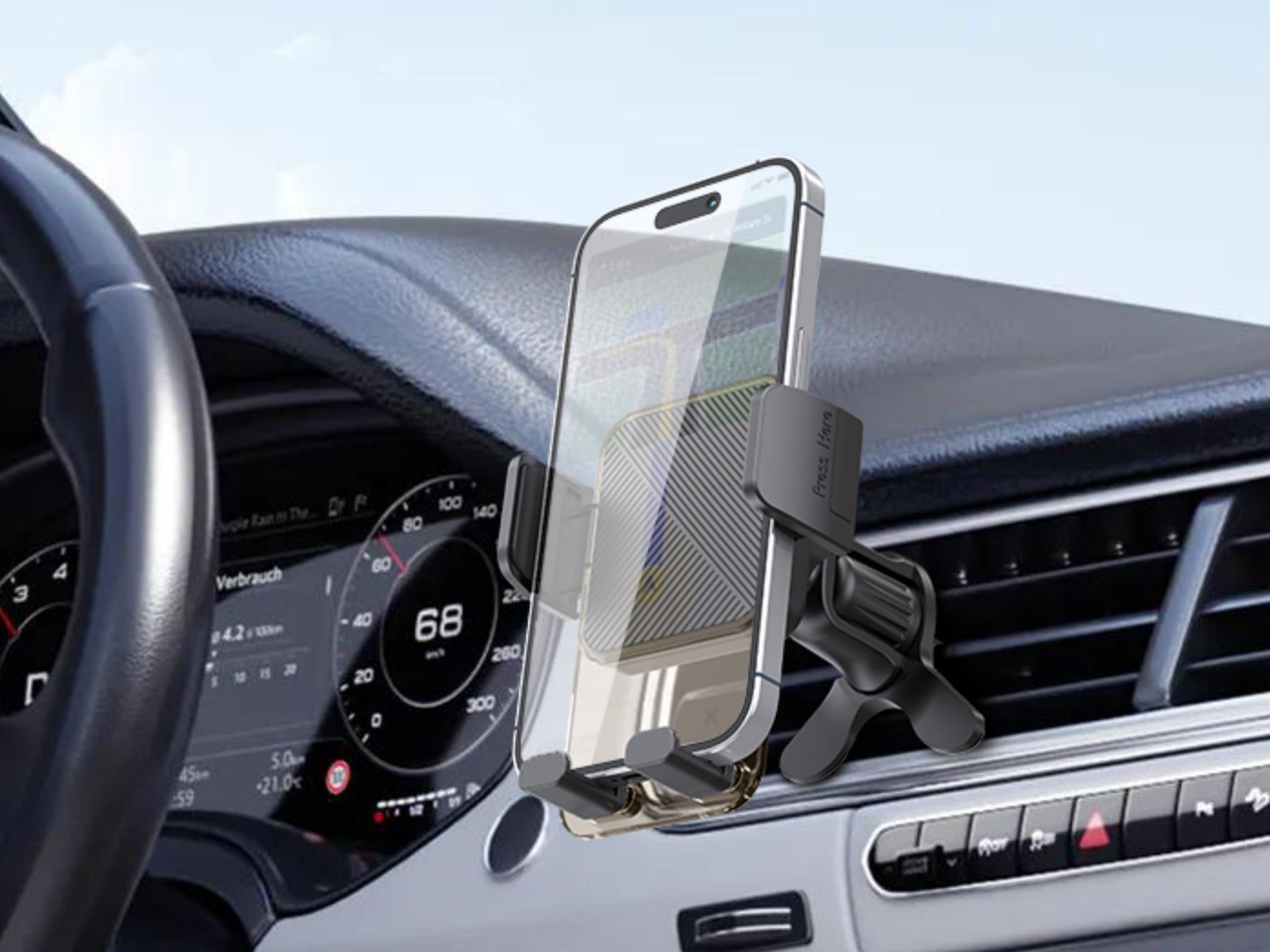 Techancy Suporte para TelemOvel TI2335, Operação com Uma Mão, ABS de Alta Resistência, para Smartphones 4.7"-7.2", Preto