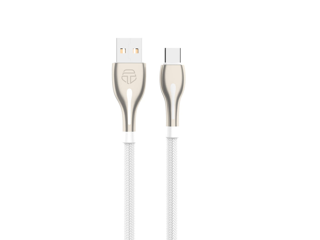 Cabo de dados metálico USB tipo C Techancy, TB1765, 1 m, 2,4 A, cinzento