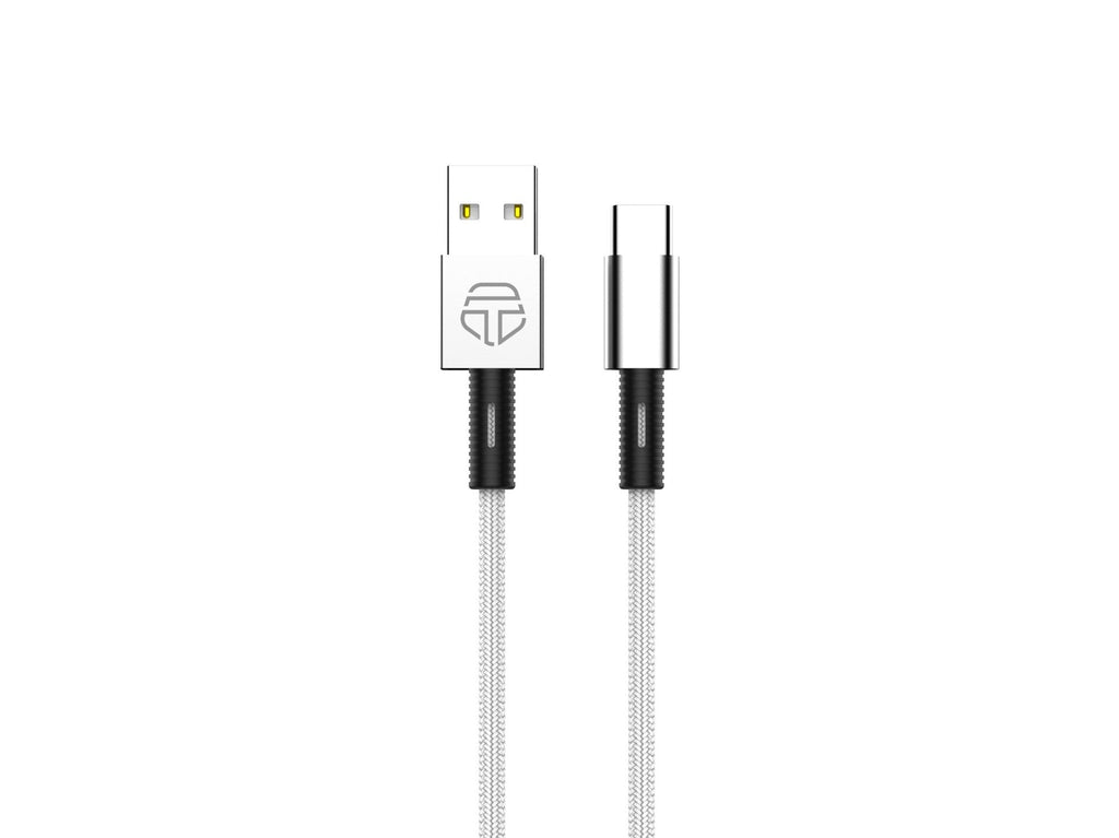Techancy Cabo De Dados Usb- Tipo C Branco TB1717, Carregamento Rápido De 2,4 A, Liga De Alumínio + Entrançado 1,2 M