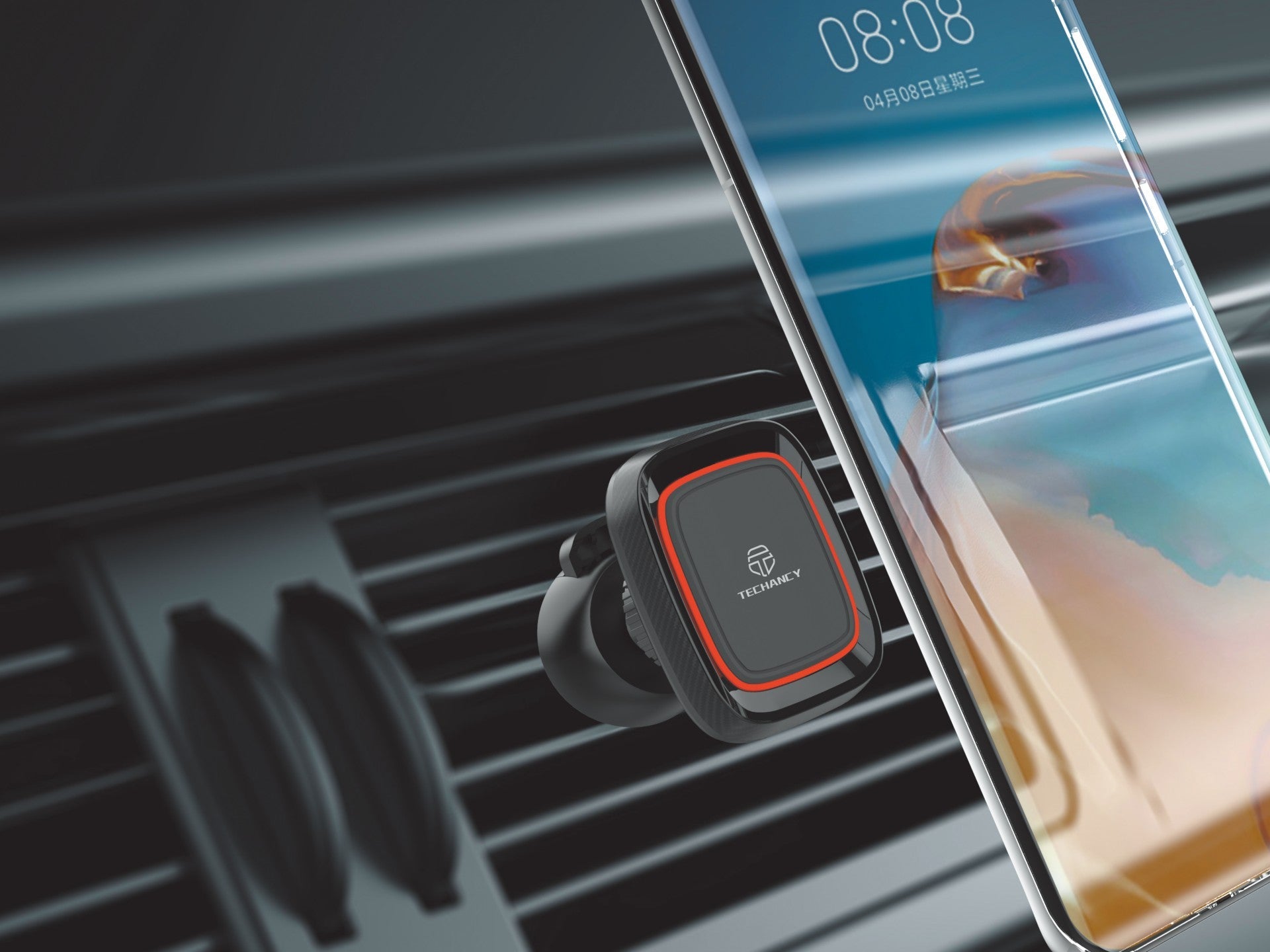 Techancy Suporte magnético para telemóvel para automóvel TI2208, forte aderência, montagem no respiradouro