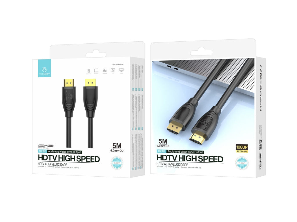 Techancy Cabo Hdtv De Alta Velocidade  TL7265,5m, Ecrã Hd 1080p Para Televisores, Computadores, Projectores E Consolas