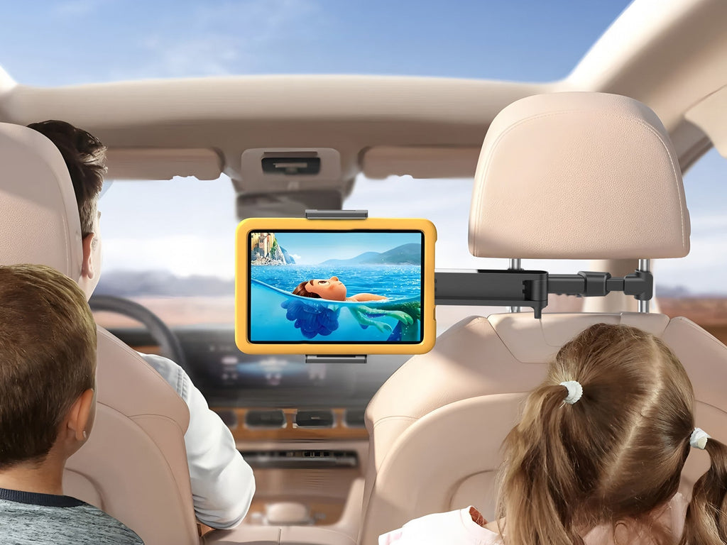 Techancy Suporte traseiro para carro TI2344 triplo dobrável rotação 360° ajustável estável compatível com 4.7 a 13.2 polegadas cor preta
