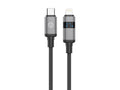 Techancy Cabo USB-C para Lightning TB1801, 27W, 1.5m Preto, Tela LED de Potência, Conector de AlumInio, Fio Trancado-0