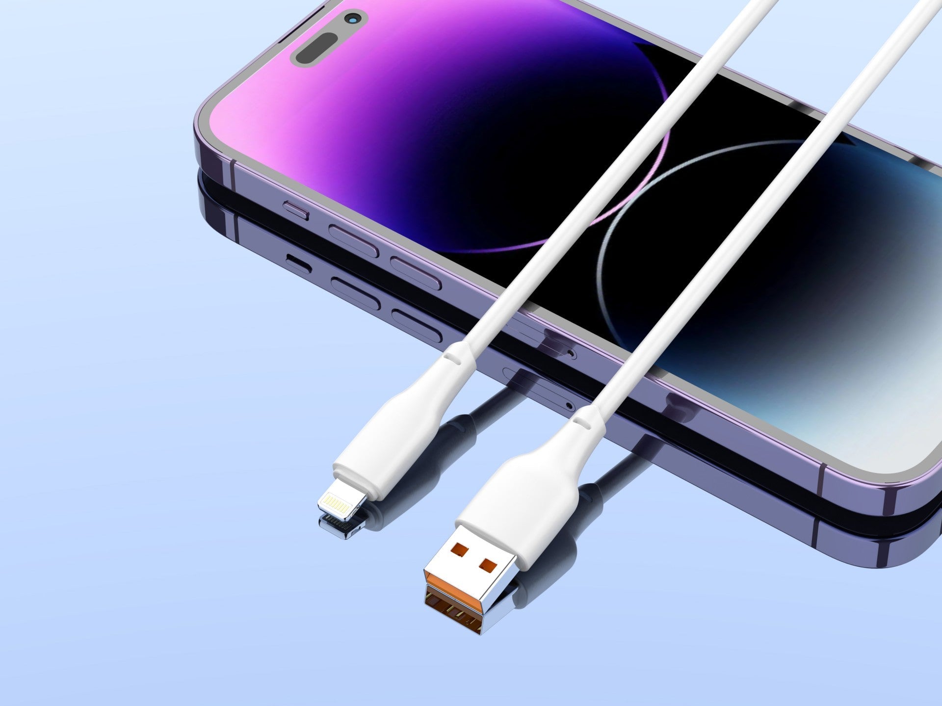 Techancy Cabo Usb-Lightning Branco 1m  TB1776,Carregamento Rápido 2.4a, Suporta Transmissão De Dados, Material Pvc-3