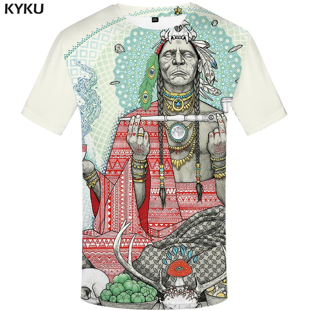 Men Harajuku T-shirts 3d America Tshirt Printed Feather Tshirts Casual Colorful Anime Clothes