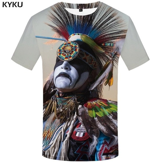 Men Harajuku T-shirts 3d America Tshirt Printed Feather Tshirts Casual Colorful Anime Clothes